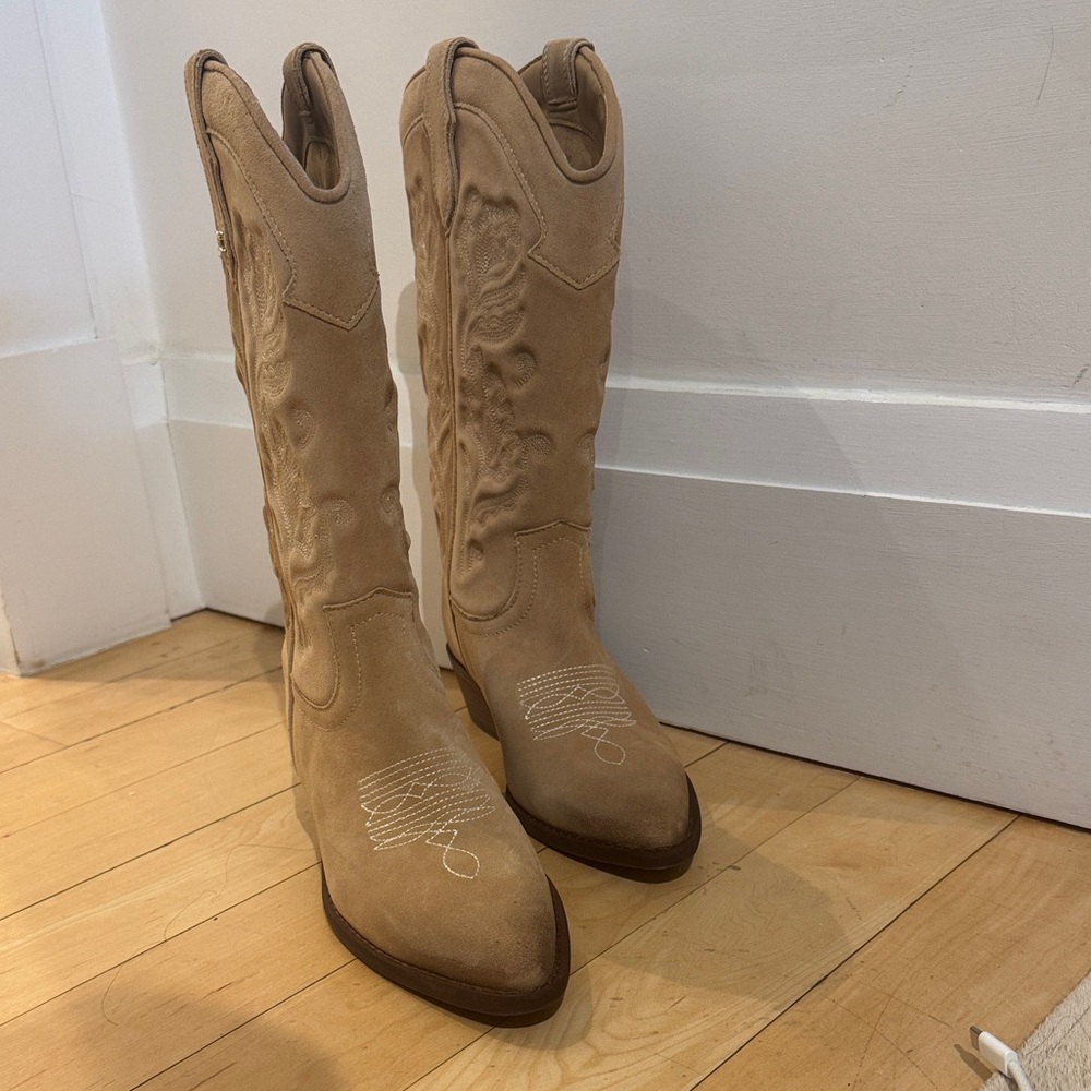 NWOT Sam Edelman suede Tan Cowboy Boots
